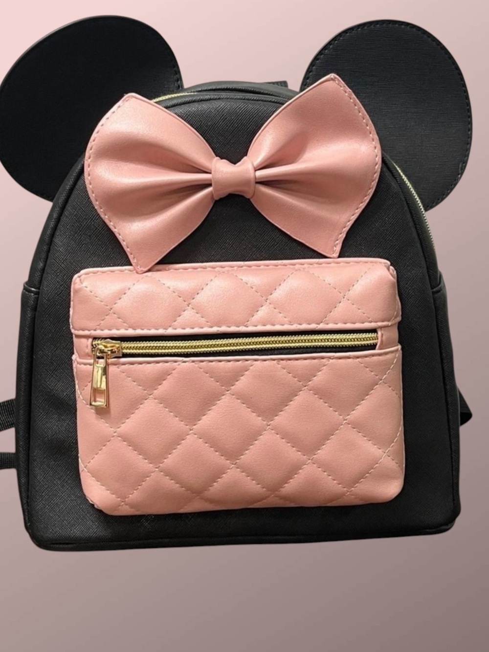 Disney Black and Pink Quilted Bow Ear Mini Backpack NWT 🎀